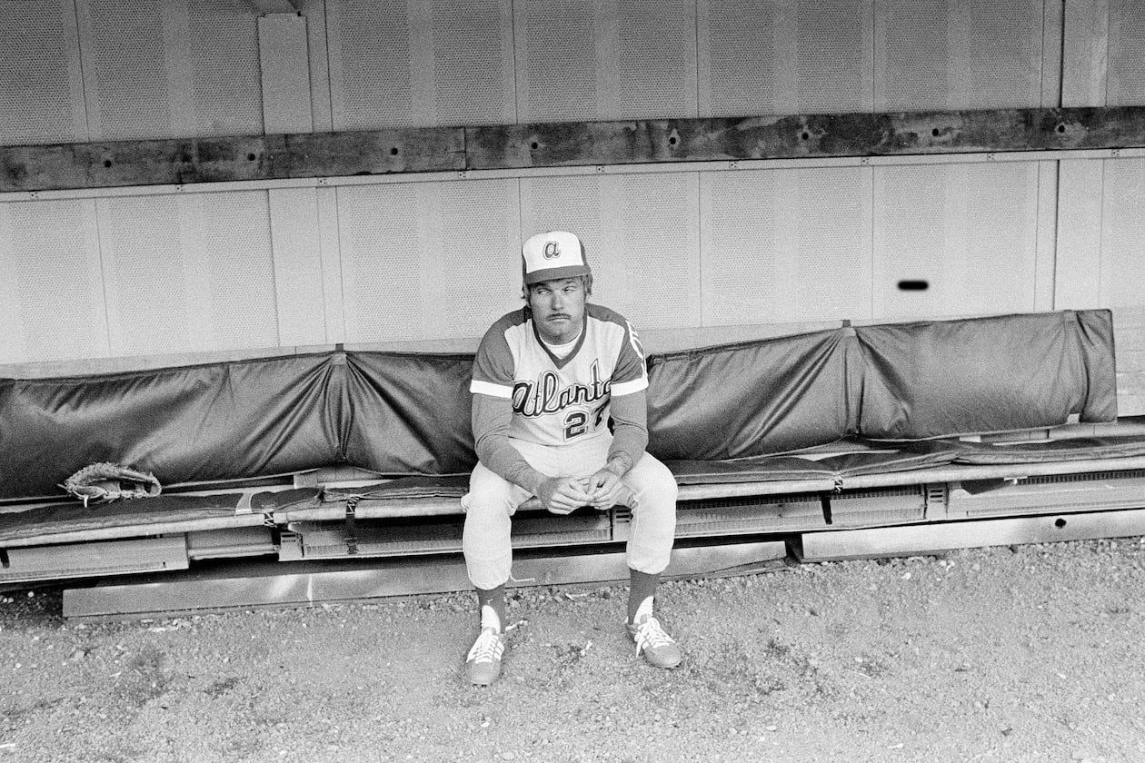 An enduring image of Ted Turner, then-owner and president of the Braves, was the night he took over on the field in a game as manager against the Pittsburgh Pirates, May 11, 1977, in Three Rivers Stadium. (AP Photo)