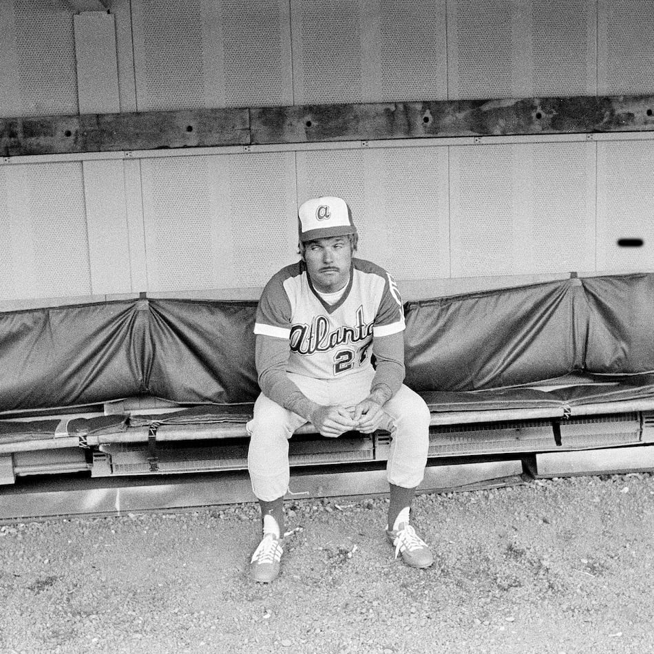An enduring image of Ted Turner, then-owner and president of the Braves, was the night he took over on the field in a game as manager against the Pittsburgh Pirates, May 11, 1977, in Three Rivers Stadium. (AP Photo)