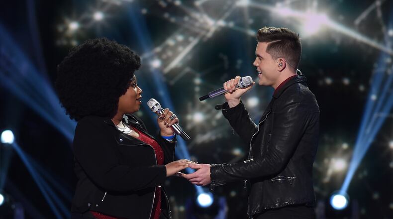 AMERICAN IDOL: Top 6: L-R: Contestants La'Porsha Renae and Trent Harmon perform on AMERICAN IDOL airing Thursday, March 10 (8:00-10:00 PM ET/PT) on FOX. © 2016 FOX Broadcasting Co. Cr: Ray Mickshaw/ FOX. This image is embargoed until Thursday, March 10,10:00PM PT / 1:00AM ET