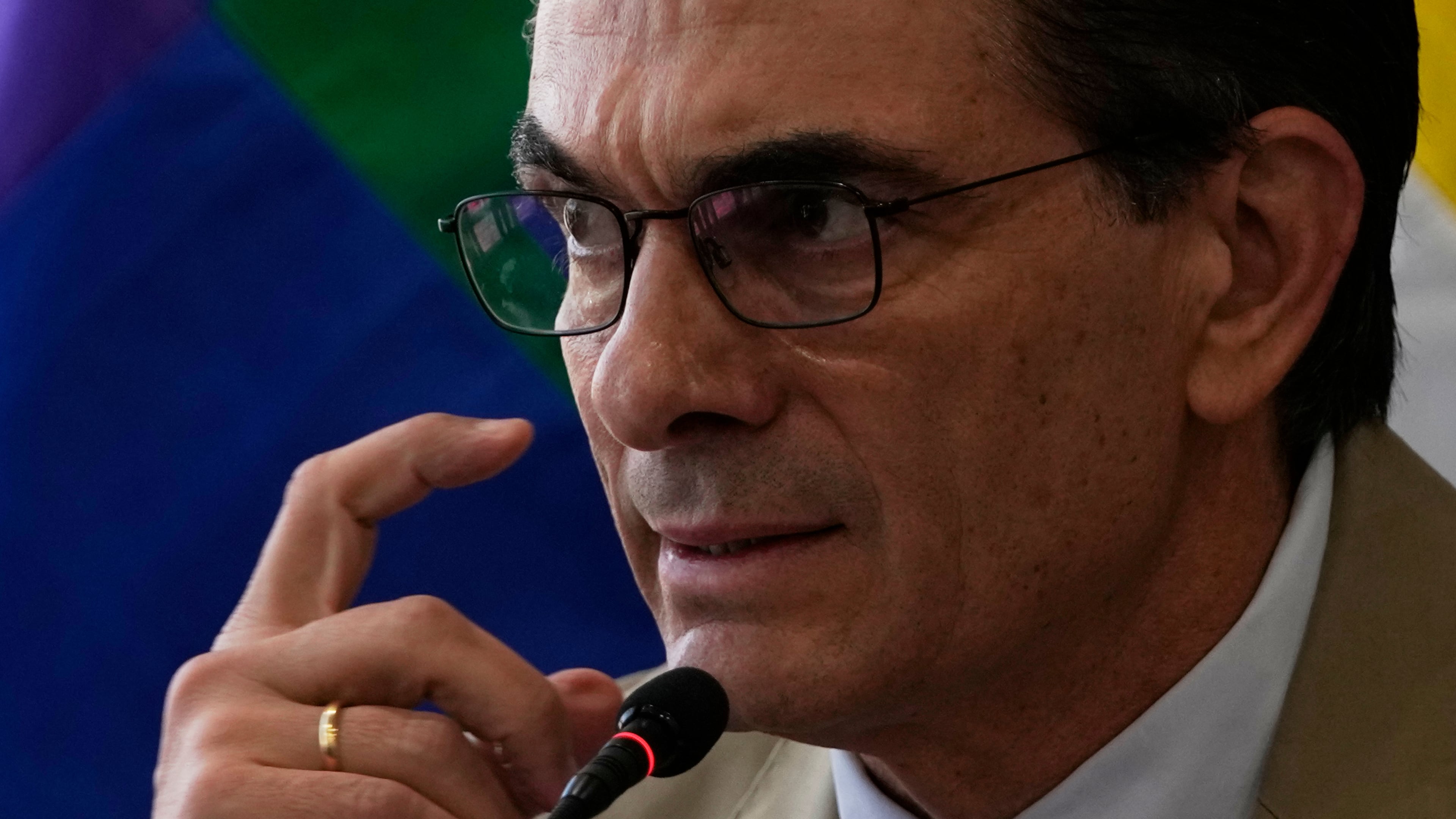 Bolivian President Rodrigo Paz holds a press conference at the presidential palace in La Paz, Bolivia, Tuesday, Nov. 25, 2025. (AP Photo/Juan Karita)