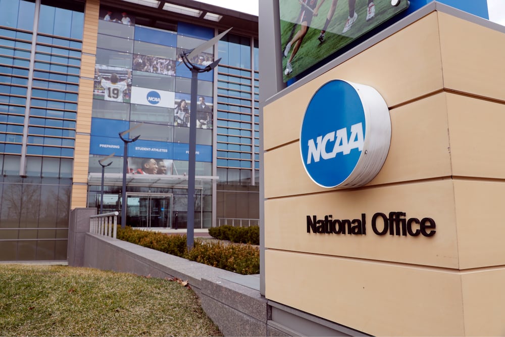 A 2020 photo of the national office of the NCAA in Indianapolis.
