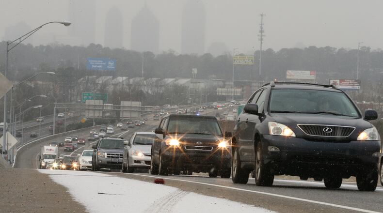 Parts of Atlanta were dusted with light snow flurries on the morning of March 6, 2015.