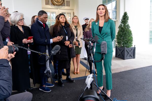 Alina Habba, a former defense lawyer for President Donald Trump newly named interim U.S. Attorney for New Jersey, speaks to members of the media, Monday, March 24, 2025, outside the White House in Washington. (AP Photo/Jacquelyn Martin)