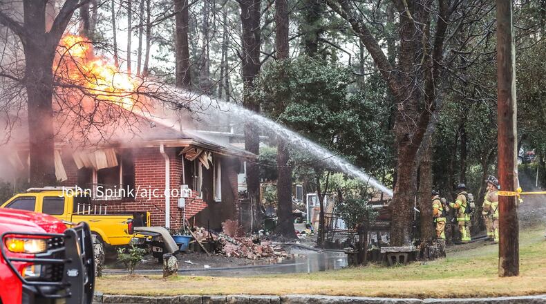 Crews were at the scene of the blaze on Shallowford Road on Thursday morning.
