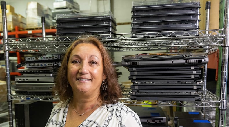 Yvonne David at eCloud Recycle in Atlanta. She founded The Pippin Project to give refurbished computers and tablets to high school students in need. She also supplies technology and other help to people who have been incarcerated through partnerships with the Georgia Justice Project. PHIL SKINNER FOR THE ATLANTA JOURNAL-CONSTITUTION