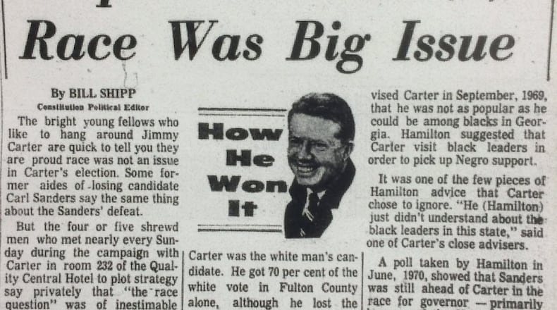 Bill Shipp, then political editor of The Atlanta Constitution, performed a post-mortem of Jimmy Carter’s defeat of former Gov. Carl Sanders in 1970.