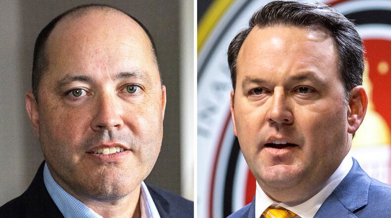 Attorney General Chris Carr (left) and Lt. Gov. Burt Jones are gearing up to compete for the Republican nomination for governor in 2026. Jones, however, is one of the biggest beneficiaries of what are called leadership committees. He has amassed $2.5 million in his account. But Carr is forbidden from using the same committee to raise unlimited donations because of the way the legislation is constructed.