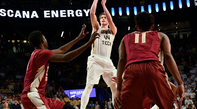 Georgia Tech center Ben Lammers scored 25 in the loss. AJC file photo