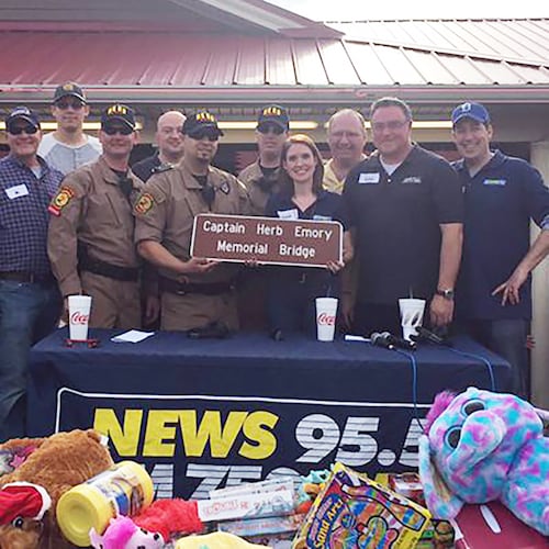A bridge not far from Captain Herb Emory’s former home in Douglas County is dedicated to the late great traffic reporter. (Courtesy of Channel 2 Action News)