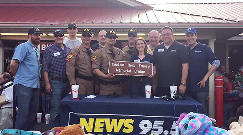 A bridge not far from Captain Herb Emory’s former home in Douglas County is dedicated to the late great traffic reporter. (Courtesy of Channel 2 Action News)