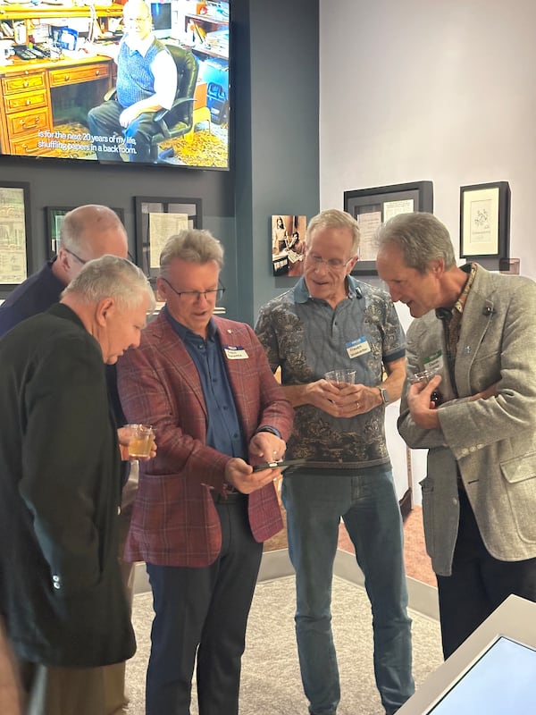 Several early Apple Computer employees showed up March 21 for a special launch event of the Mimms Museum exhibit about the history of Apple. These included employees No. 8  Christopher Espinosa (second from left), No. 6 Randy Wigginton (second from right) and No. 12 Daniel Kottke (far right). (Courtesy of Mimms Museum)