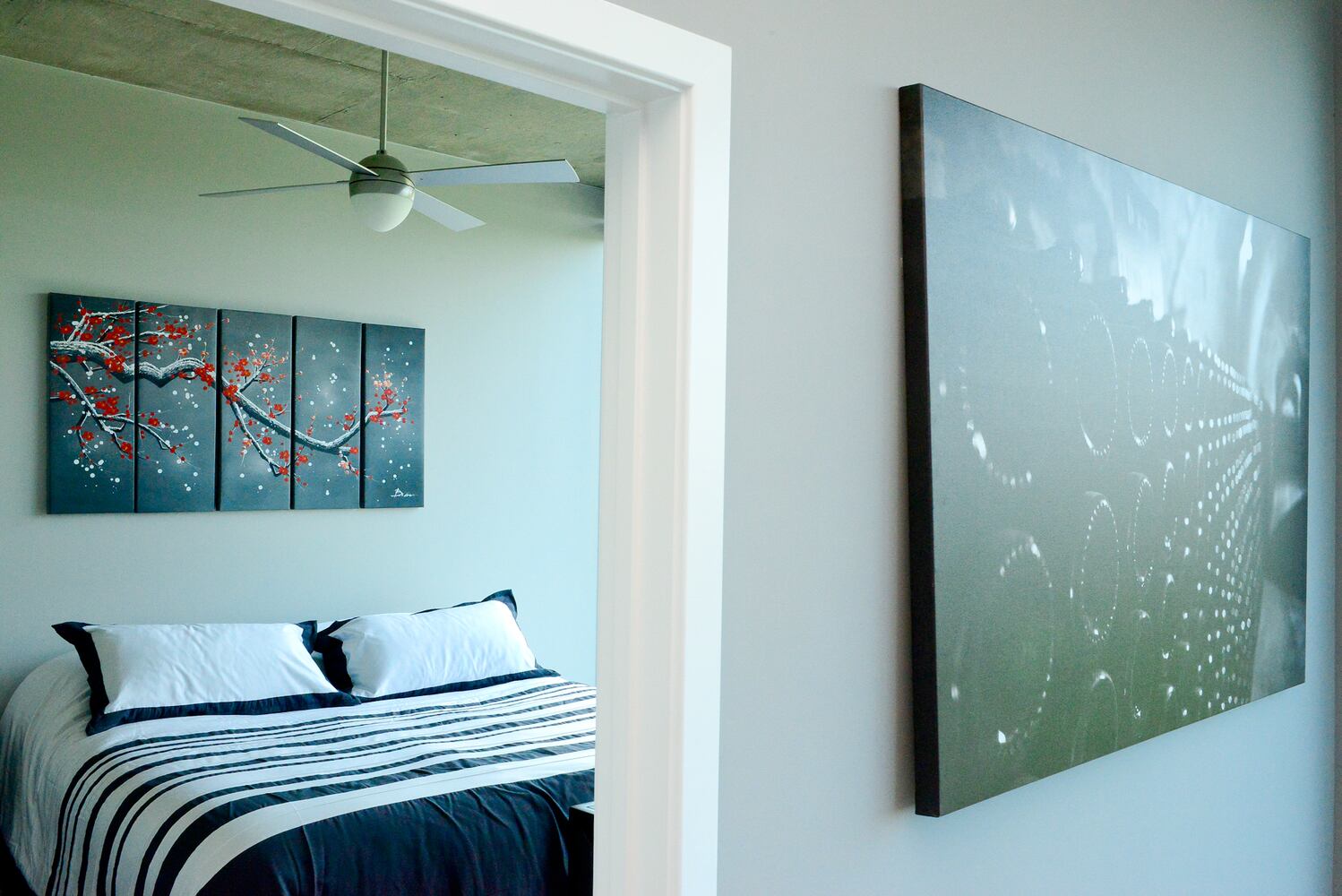 Subtle wall color highlights artwork, decor