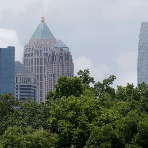 View of the Atlanta skyline from the Beltline. Across metro Atlanta, cities are rewriting tree ordinances to better protect Atlanta’s diminishing tree canopy. (Bob Andres/AJC file photo)