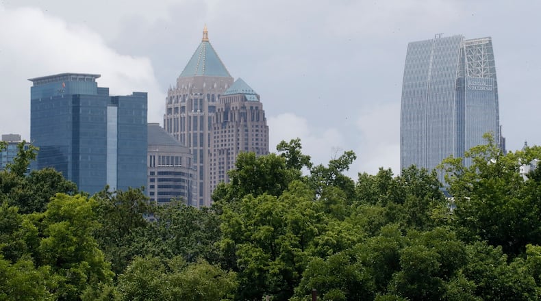 June 11, 2019 - Atlanta - View of the Atlanta skyline from the Beltline. Across metro Atlanta cities are rewriting tree ordinances to better protect Atlanta’s diminishing tree canopy. Bob Andres / bandres@ajc.com