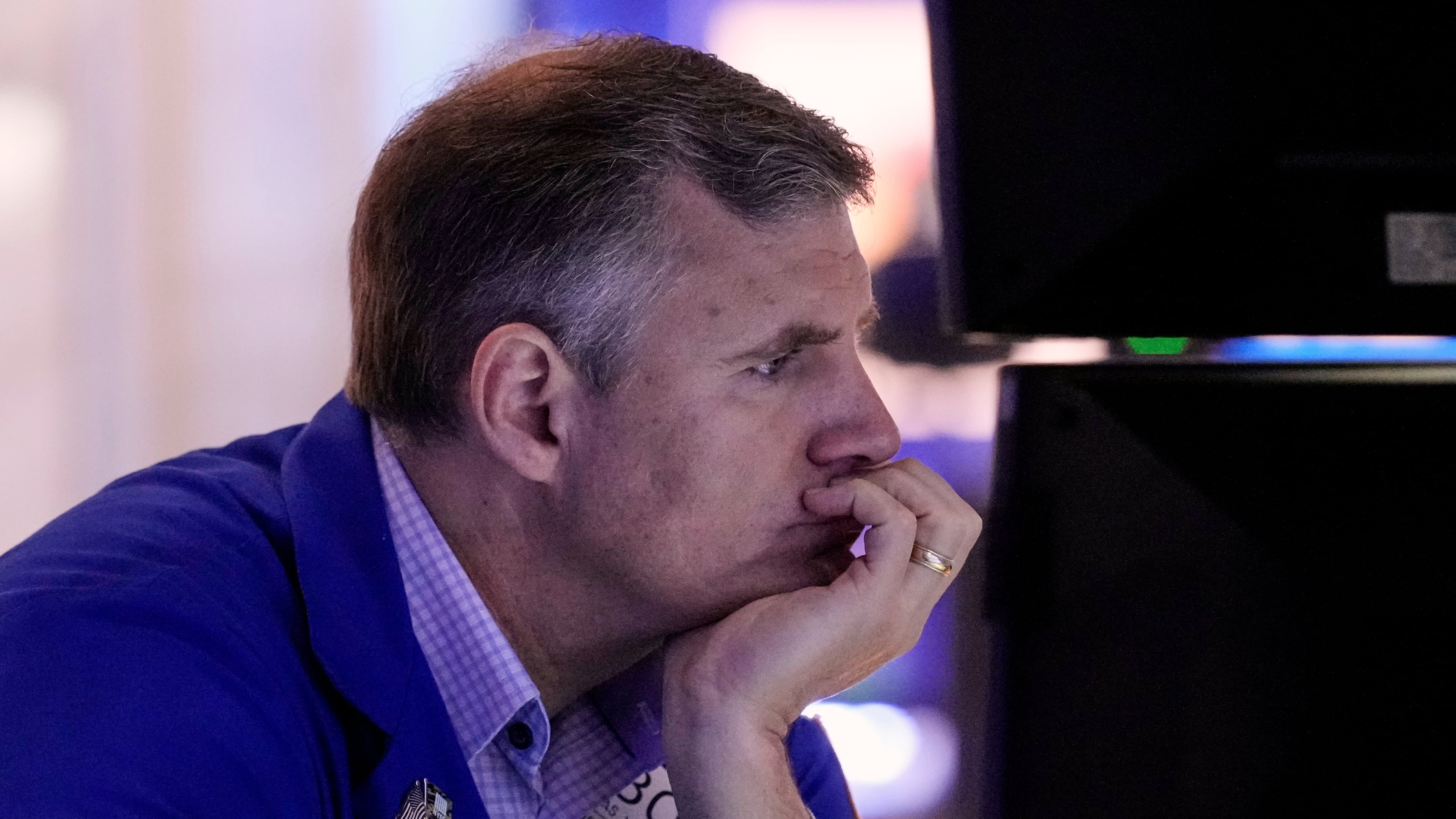 Specialist Thomas Schreck works at his post on the floor of the New York Stock Exchange, Friday, Sept. 5, 2025. (AP Photo/Richard Drew)