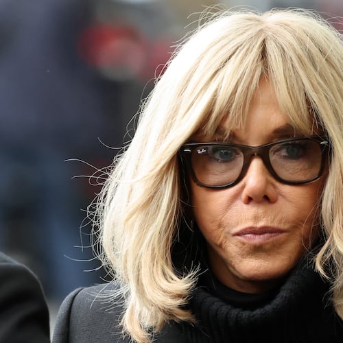 FILE - French President's wife Brigitte Macron arrives ahead of the ceremony outside "La Belle Equipe" bar, Thursday Nov. 13, 2025 in Paris as part of ceremonies marking the 10th anniversary of terrorist attacks. (Ludovic Marin, Pool photo via AP, File)
