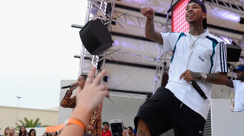 LAS VEGAS, NV - MARCH 26: Rapper Tyga performs during DAYLIGHT Beach Club's grand opening weekend at the Mandalay Bay Resort and Casino on March 26, 2017 in Las Vegas, Nevada. (Photo by Bryan Steffy/Getty Images for DAYLIGHT Beach Club)