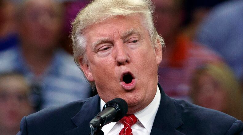 Republican presidential candidate Donald Trump speaks during a campaign rally at the University of North Carolina Wilmington, Tuesday, Aug. 9, 2016, in Wilmington, N.C. (AP Photo/Evan Vucci)