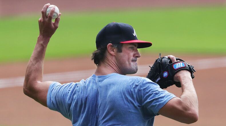 Braves pitcher Cole Hamels has been rehabbing from triceps tendinitis that interrupted his rebooted camp in early July.