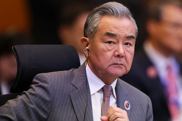Chinese Foreign Minister Wang Yi attends the 26th ASEAN Plus Three Foreign Ministers' Meeting at the Kuala Lumpur Convention Centre in Kuala Lumpur, Malaysia, July 10, 2025. (Hasnoor Hussain/Pool Photo via AP)