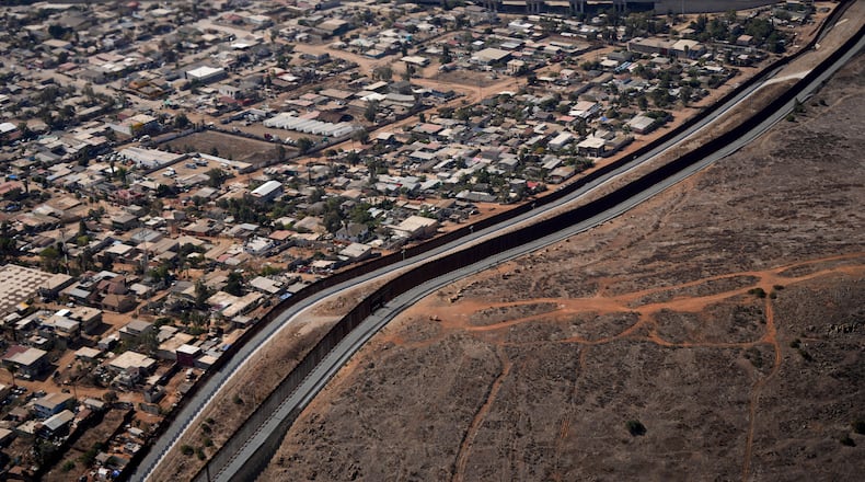 FILE - The U.S. Border with Mexico is seen in an aerial view Jan. 31, 2025, near San Diego. (AP Photo/Jae C. Hong, File)
