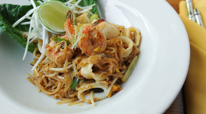 Pad Thai with shrimp, scallops & squid. (BECKY STEIN PHOTOGRAPHY)