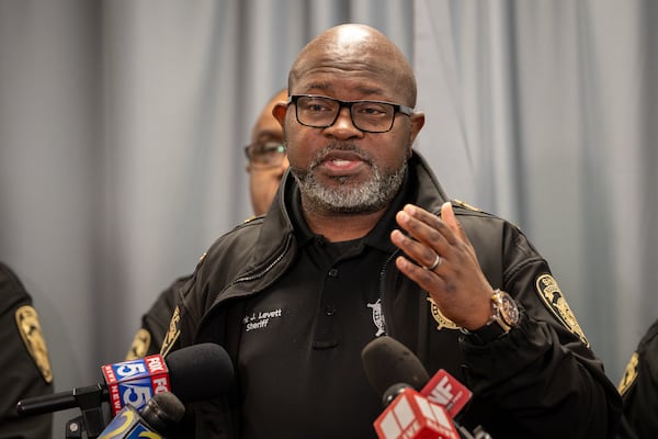 Rockdale County Sheriff Eric Levett declined to answer numerous questions about the escape and arrest of inmate Timothy Shane on Wednesday. (Ben Hendren for the AJC)