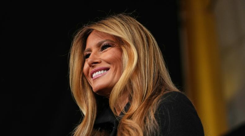 FILE - First lady Melania Trump arrives for the premiere of her movie, "Melania," at The John F. Kennedy Memorial Center For The Performing Arts, Jan. 29, 2026, in Washington. (AP Photo/Allison Robbert, File)