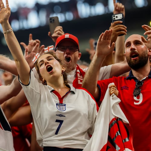 England fans cheered on the Three Lions in the knockout rounds in Atlanta. (Miguel Martinez/AJC)