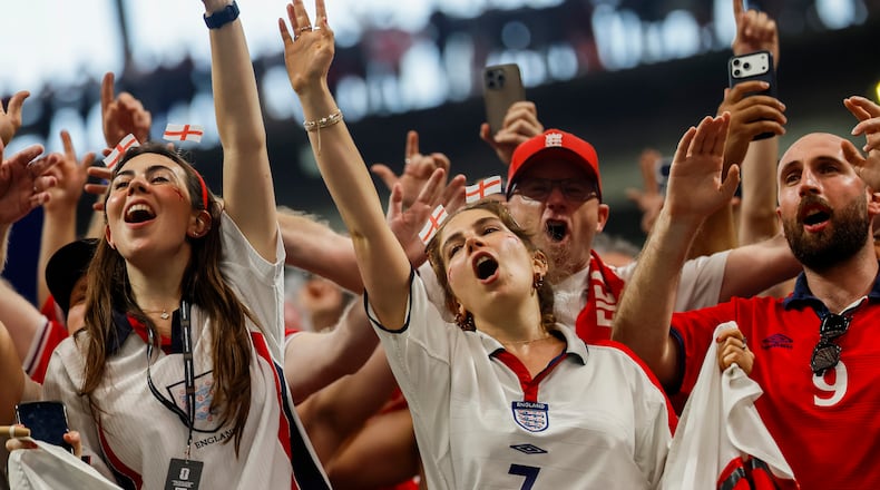 England fans cheered on the Three Lions in the knockout rounds in Atlanta. (Miguel Martinez/AJC)