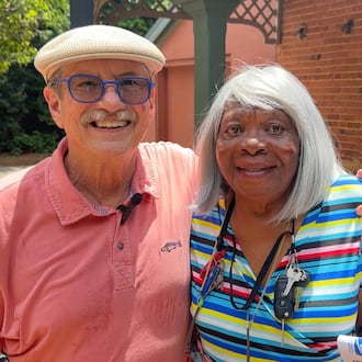 Chip Carter, a son of the late President and Mrs. Jimmy Carter, with longtime family caregiver and nanny, Mary Prince. "She's just family," Carter said. Plains, Georgia, July 2, 2025. (Courtesy of Chuck Williams)