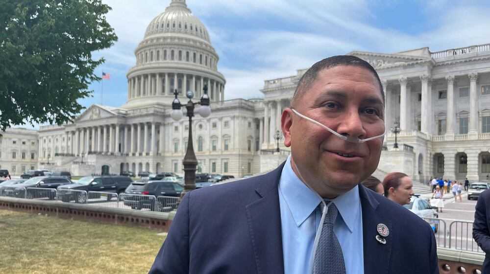 In 2008, Le Roy Torres, pictured on Capitol Hill in June 2022, began developing respiratory problems linked to burn pits at an Army base in Iraq. He and his wife, Rosie, founded the advocacy group Burn Pits 360 and fought for years for legislation that would guarantee veterans suffering from those toxic fumes would have their illnesses covered by the Department of Veterans Affairs. (Michael McAuliff/Kaiser Health News/TNS)