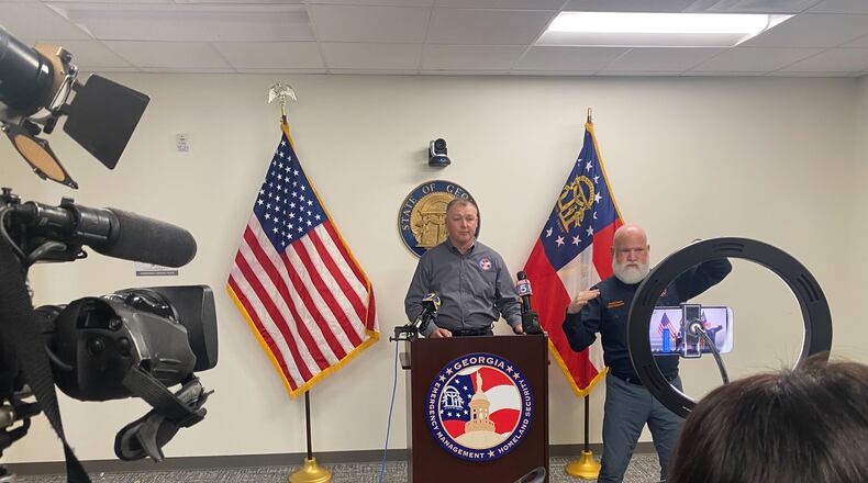 Georgia Emergency Management and Homeland Security Agency director Chris Stallings speaks during a press conference about Hurricane Ian on Tuesday, Sept. 27, 2022. (Ben Brasch/AJC)