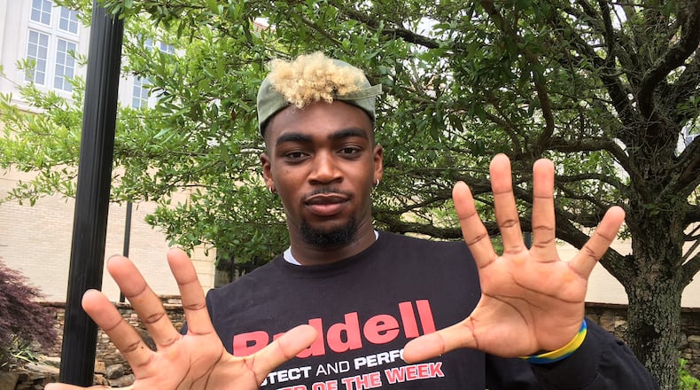 Georgia Tech freshman wide receiver Pejé Harris' efforts to improve included thumb-stretching exercises.