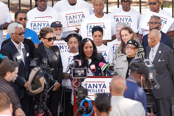 State Rep. Tanya Miller, D-Atlanta, announced her candidacy for attorney general outside of the Capitol in Atlanta on Monday.