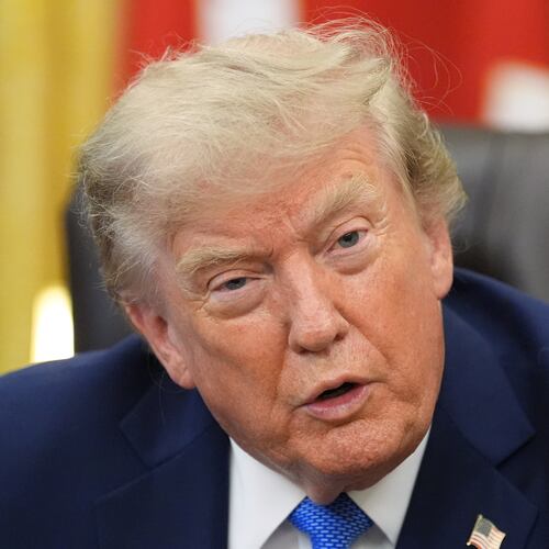 President Donald Trump speaks in the Oval Office of the White House, Thursday, Aug. 6, 2026, in Washington. (AP Photo/Alex Brandon)