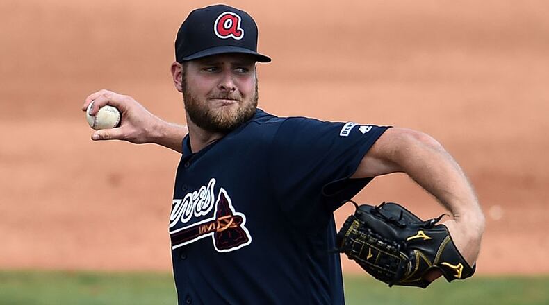 Braves pitcher Chris Volstad got the loss, giving up three earned runs in 2/3rds of an inning. (Photo by Stacy Revere/Getty Images)