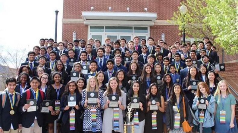 Alpharetta High School Future Business Leaders of America members won the Sweepstakes Award for the most wins at the State Leadership Conference this month in Athens.