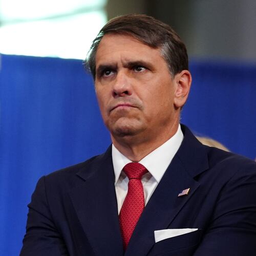 Attorney General Todd Blanche listens as President Donald Trump speaks at the David Mack Center for Training and Intelligence, Friday, Aug. 14, 2026, in Garden City, N.Y. (AP Photo/Julia Demaree Nikhinson)