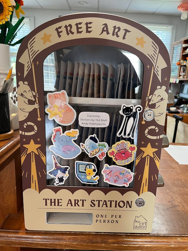 Cobb County Parks offers a free art vending machine inside the Art Station in Kennesaw. (Courtesy of Roxanne Thompson)
