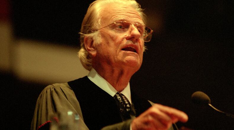 The Rev. Billy Graham was presented an honorary doctorate degree by Palm Beach Atlantic in 1997. (Scott Wiseman/The Palm Beach Post)