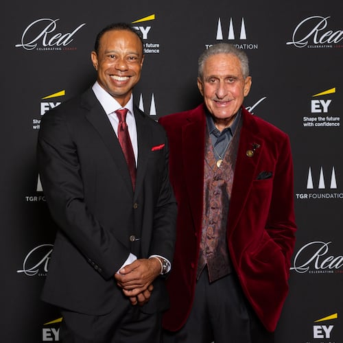 At the TGR Foundation’s 30th anniversary event on Wednesday, Jan. 14, 2026, Arthur M. Blank pledged $20 million from his family foundation to Tiger Woods’ TGR Foundation to build a new TGR Learning Lab in Atlanta to empower students through education. (Jenna Bascom/Courtesy of TGR Foundation)