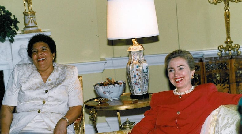 In 1995 Ambassador Ruth A. Davis (left) met with first lady Hillary Clinton at the White House, during Davis' tenure as ambassador to Benin. Davis served 40 years in the Foreign Service, rising to director general. Photo: The White House