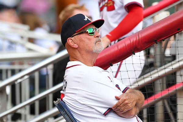 Brian Snitker on Sunday, during his final game as Braves manager.