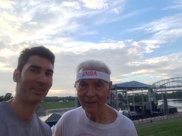 AJC opinion editor David Plazas (left) ran with his father, the Rev. Dr. Carlos Plazas Sr., in Nashville, Tennessee, in 2015. This was their last run together. (Courtesy of David Plazas)