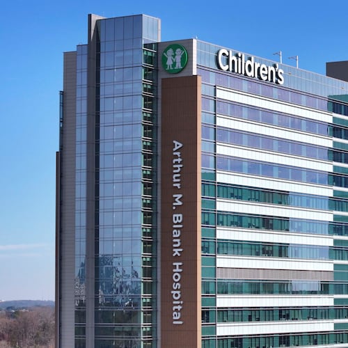 An aerial image shows part of the Children’s Healthcare of Atlanta Arthur M. Blank Hospital building on Thursday, Dec. 11, 2025. A man convicted of laundering $5.3 million stolen from Children's was sentenced to four years in federal prison, prosecutors announced this week. (Miguel Martinez/ AJC)