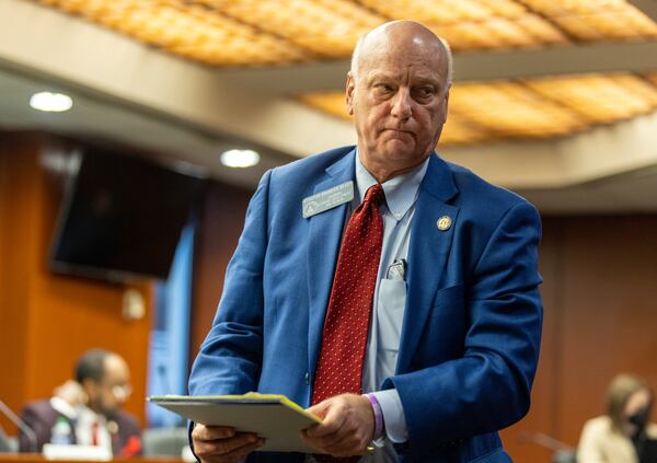 Georgia state Sen. Brandon Beach finishes testifying on a bill he sponsored at the Paul D. Coverdell Legislative Office Building in Atlanta on Thursday, Feb. 2, 2023. (Arvin Temkar/AJC)