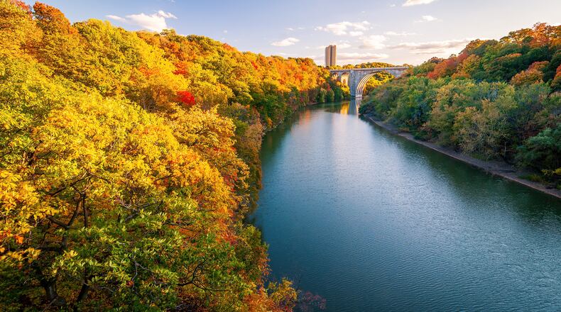 Fall foliage highlights the Genesee River in Rochester. (Photo Courtesy of Jonathan Spurr and Visit Rochester)