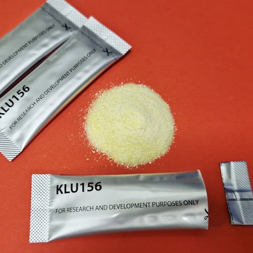 This October 2024 image provided by Novartis shows GanLum, a new anti-malaria treatment, at a manufacturing facility in Slovenia. (Novartis via AP)