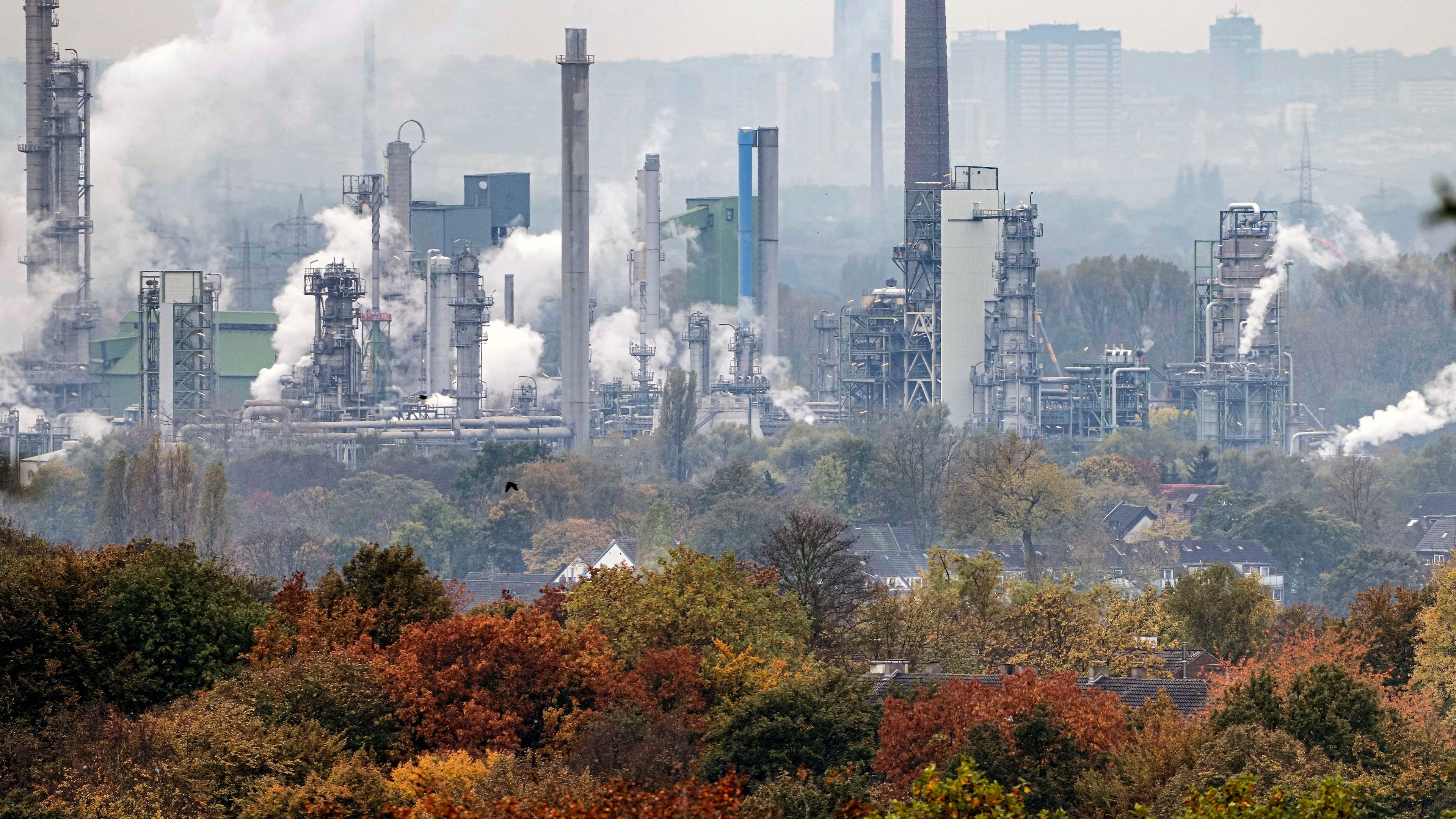 FILE - A BP oil refinery operates in Gelsenkirchen, Germany, Oct. 24, 2024. (AP Photo/Martin Meissner, File)